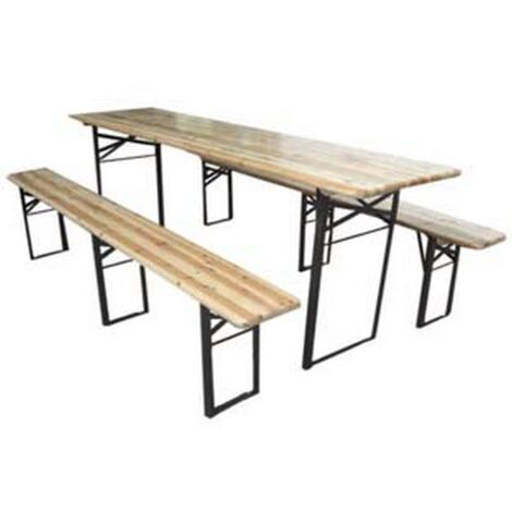 1PZ SET TAVOLO + 2 PANCHE BIRRERIA 3 GAMBE tavolo cm.220x80x77h. - panche cm.220x25x47h.