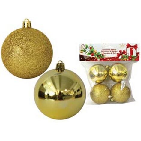 1PZ SFERE LISCE E GLITTERATE COLORE ORO  - mm.60 in confezione da pz.4