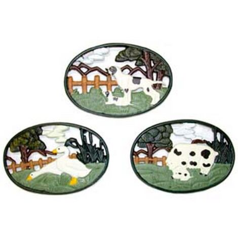 1PZ SOTTOPENTOLE OVALI IN GHISA DECORATI - in set da pz.3