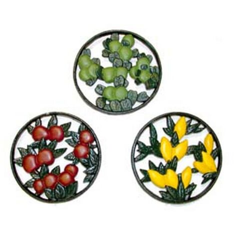 1PZ SOTTOPENTOLE TONDI IN GHISA DECORATI - in set da pz.3