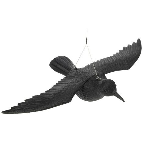 1PZ STATUETTA SCACCIA VOLATILI A FORMA ANIMALE Corvo in piedi - cm 35 x 19 x 13