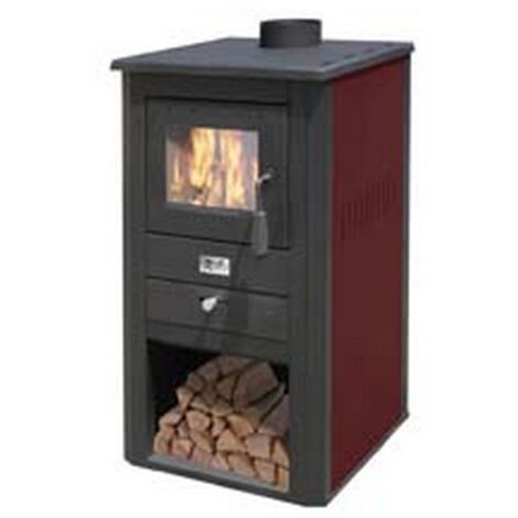 1PZ stufa a legna pallade 10,7 kw bordeaux - misure cm.50x41x86h. - peso kg.58