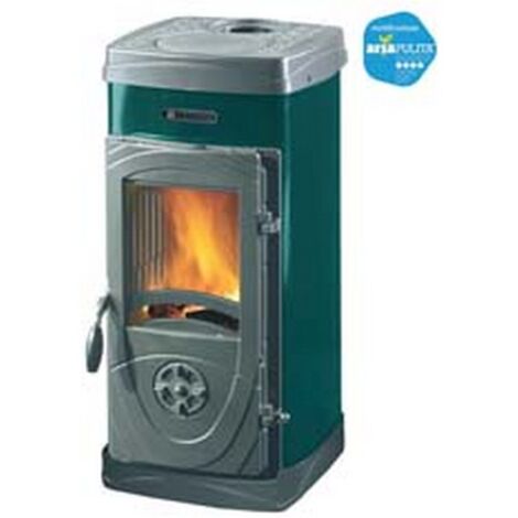 1PZ STUFA A LEGNA SUPER JUNIOR 5 KW VERDE - misure cm.36,0x41,9x77,1h. - peso Kg.64
