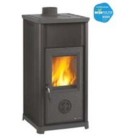 1PZ STUFA A LEGNA TEA 6,6 KW NERA - misure cm.41,4x41,9x83,2h. peso Kg.77
