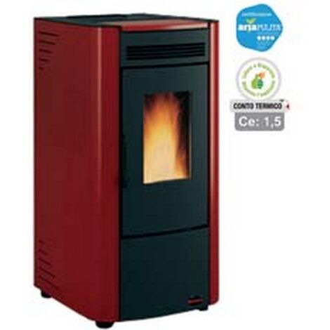 1PZ STUFA A PELLET KETTY EVO 2.0 6,5 KW BORDEAUX (CONTO TERMICO) - misure cm.45,6x47,9x88,4h. - peso Kg.77