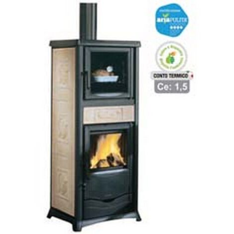 1PZ STUFA LEGNA ROSSELLA PLUS FORNO EVO 9,1 KW LIB.PANNA CONTO TERMICO misure