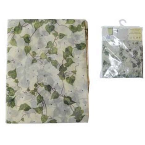 1PZ TENDA ZANZARIERA DISEGNO EDERA CM.140X250H. VERDE  - beige con disegno verde