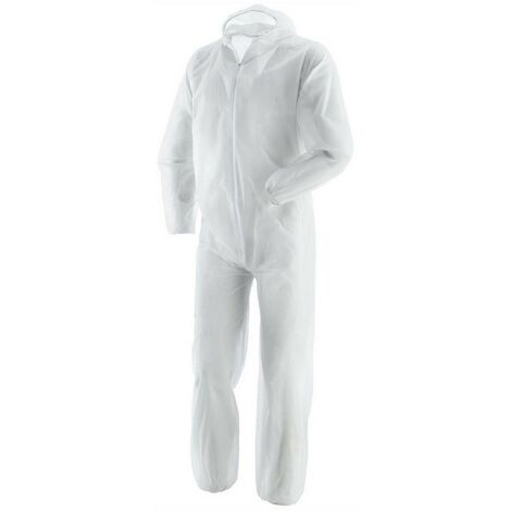 1PZ TUTA DA LAVORO MONOUSO COLORE BIANCO TAGLIA L 40GRAMMI
