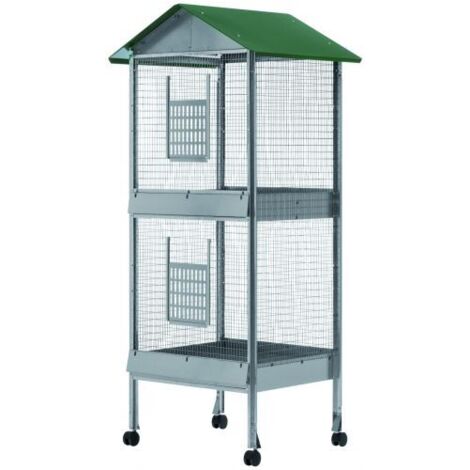 1PZ VOLIERA A CASETTA RETTANGOLARE A 2 PIANI cm. 60x50x170 h