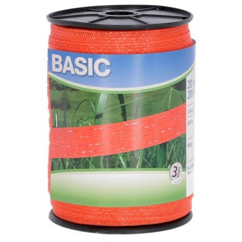 1ROTOLO FETTUCCIA ELETTRIFICATA PER RECINTO BASIC ARANCIONE mt. 200 h. cm.2 fili 6
