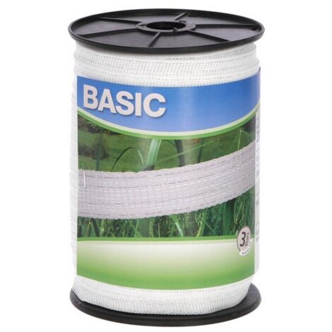 1ROTOLO FETTUCCIA ELETTRIFICATA PER RECINTO BASIC  BIANCA mt. 200 h. cm.2 fili 4