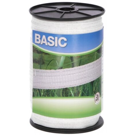 1ROTOLO FETTUCCIA ELETTRIFICATA PER RECINTO BASIC  BIANCA mt. 200 h. cm.4 fili 8