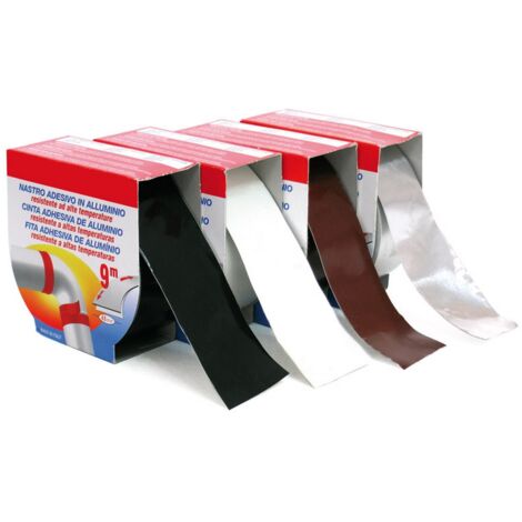 1ROTOLO NASTRO ADESIVO PER TUBI STUFA ALTE TEMPERATURE mm 40x9 mt. col. Marrone