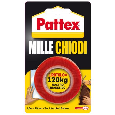 1ROTOLO NASTRO BIADESIVO PATTEX MILLE CHIODI mm. 19x1,5 mt.
