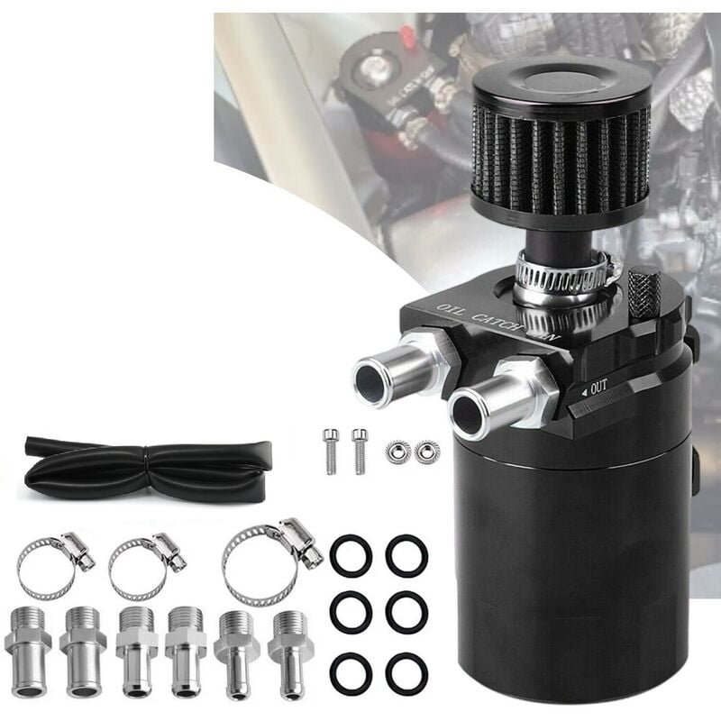 1Set Bidon d'huile Noir Pot Automatique d'huile Moteur Alliage d'aluminium des Accessoires 300ML Réservoir d'huile Peut Réservoir Réservoir Peut