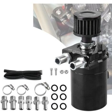 1Set Bidon d'huile Noir Pot Automatique d'huile Moteur Alliage d'aluminium des Accessoires 300ML Réservoir d'huile Peut Réservoir Réservoir Peut