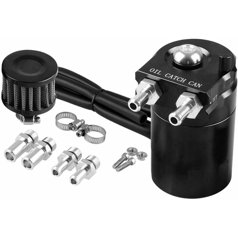 Aougo - 1Set Bidon d'huile Noir Pot Automatique d'huile Moteur Alliage d'aluminium des Accessoires 300ML Réservoir d'huile Peut Réservoir Réservoir