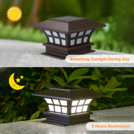 1W énergie solaire LED jardin cour borne pilier lumière lampe extérieure contrôle sensible intégré 600mAh haute capacité cellule rechargeable IP55 résistance à l'eau