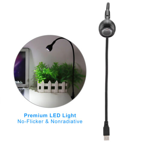 1W Flexible Tragbare LED-Leselampe mit warmem Licht, USB-Anschluss, Schwarz