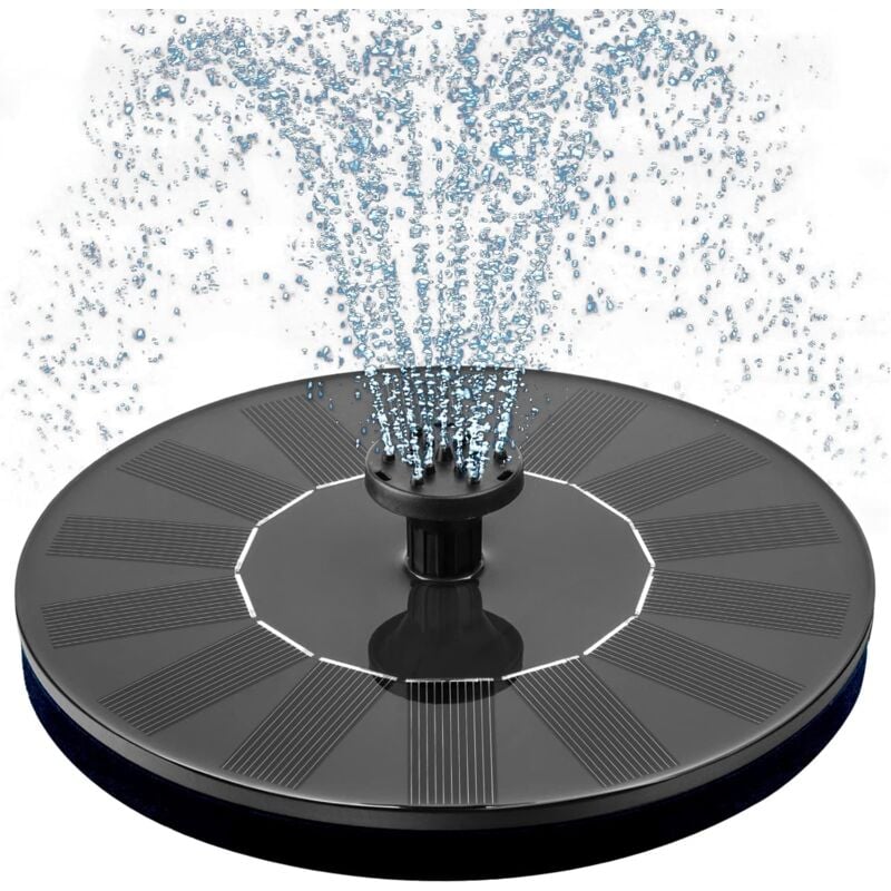 1W pompe de fontaine de bain d'oiseau solaire, fontaine solaire avec 6 buses, pompe de fontaine d'eau alimentée par solaire flottante debout libre