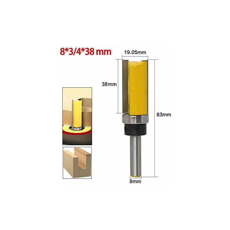 

Bit De Enrutador,8 mm Bit Router Con Cojinete Para Plantilla Patrón Plantilla Trim Router Madera Fresas De Planear Fresadoras Profesional Herramienta