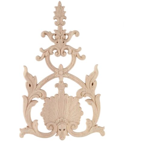 1X Applique sculptée en bois d'hévéa pour meubles vintage H--