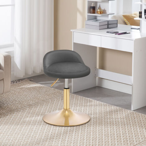 1x Barhocker, Drehbare Barstuhl, Thekenhocker mit Rückenlehne, Höhenverstellbar, Drehhocker Schminkhocker aus Samt, für Wohnzimmer Schlafzimmer, Dunkelgrau