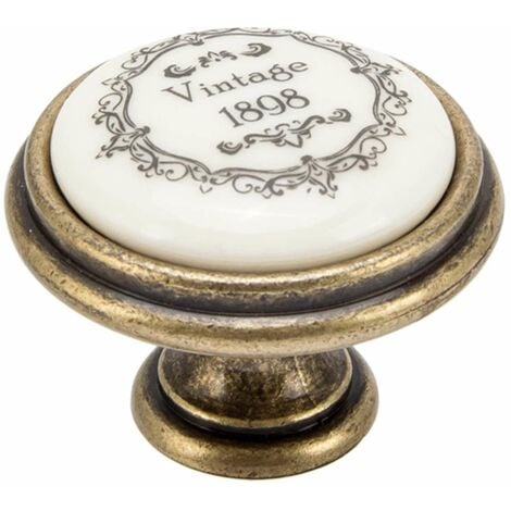 1x bouton de meuble 35mm finition porcelaine bronze vintage époque rustique maison tiroir
