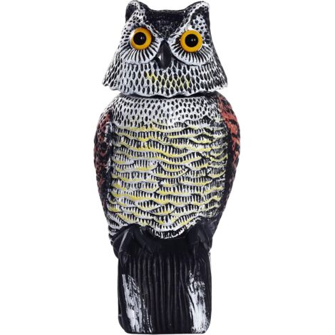 1x Chouette Jardin Plastique Hibou Décor Hibou Statues Extérieur Hibou Patio Hibou Pelouse Hibou Chouette avec Tête Rotative à 360 ° Epouvantail Jardin Repulsif Oiseaux Anti Pigeon