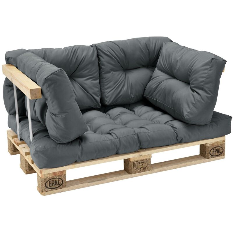 Helloshop26 - 1x Coussin de Siège et 4x Coussin de dossier pour canapé palette gris coussin - Gris