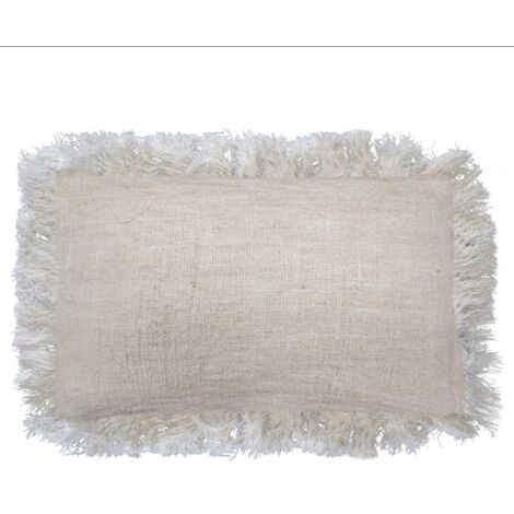 1x Coussin en Lin 30x50cm avec frange- Vendu par 1