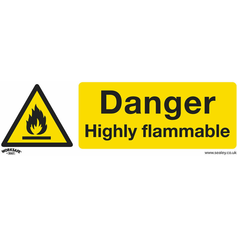 Loops - 1x danger highly flammable Safety Sign - Rigid Plastic 300 x 100mm Warning