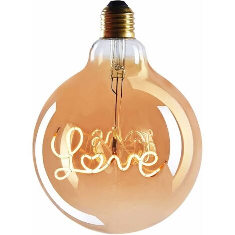 1x E27 Edison Tube LED-Glühbirne LOVE – E27-Fassung – Dimmbare LED-Glühbirne – 4 W, Warmweiß, 230 V, EL27 – Vintage E27-Glühbirne