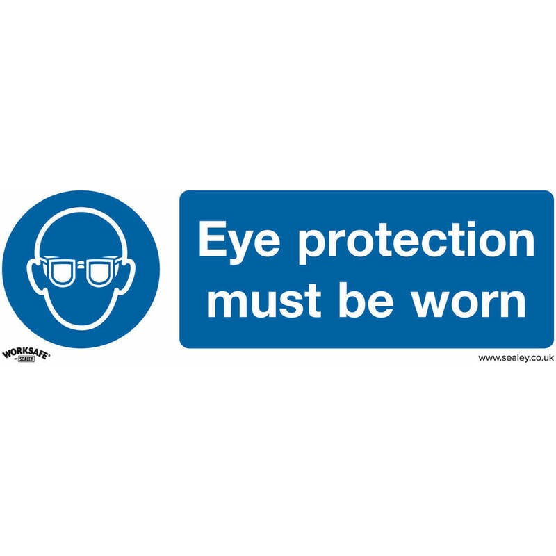 Loops - 1x eye protection must be worn Safety Sign - Rigid Plastic 300 x 100mm Warning