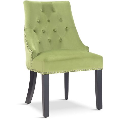 2x Grey Velvet Tufted Knocker Dining Chair - Dark Grey