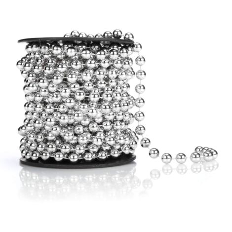1X Guirlande de Perles pour Le Sapin de Noël - décoration de Sapin de Noël Ruban de Perles - décoration de Noël - décoration de Mariage - Argent 20 m