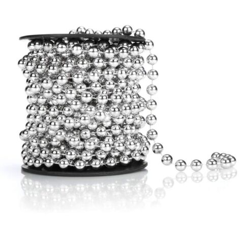 1X Guirlande de Perles pour Le Sapin de Noël - décoration de Sapin de Noël Ruban de Perles - décoration de Noël - décoration de Mariage - Argent 20 m