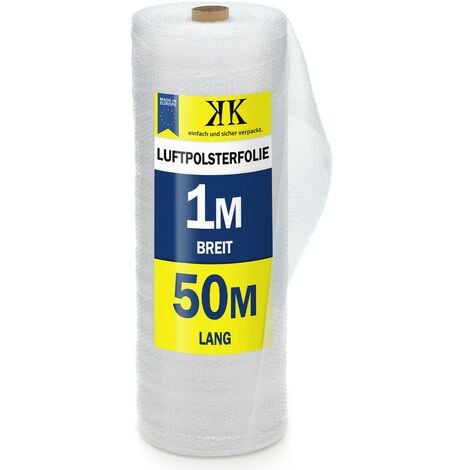 KK VERPACKUNGEN 1x LUFTPOLSTERFOLIE - 1,0m x 50m Noppenfolie - KOSTENLOSER VERSAND