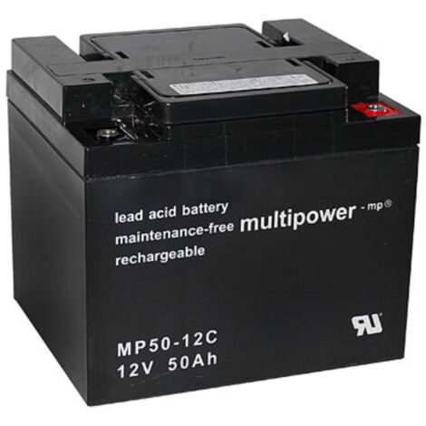 1x Multipower Blei-Akku MP50-12C Pb 12V 50Ah Zyklenfest M6 Innengewinde