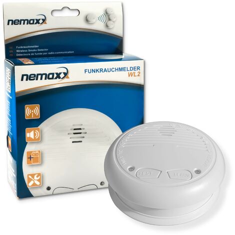 1x Nemaxx WL2 détecteur de fumée sans fil - de haute qualité réseaux couplés radio détecteur d'incendie - selon la norme DIN EN 14604