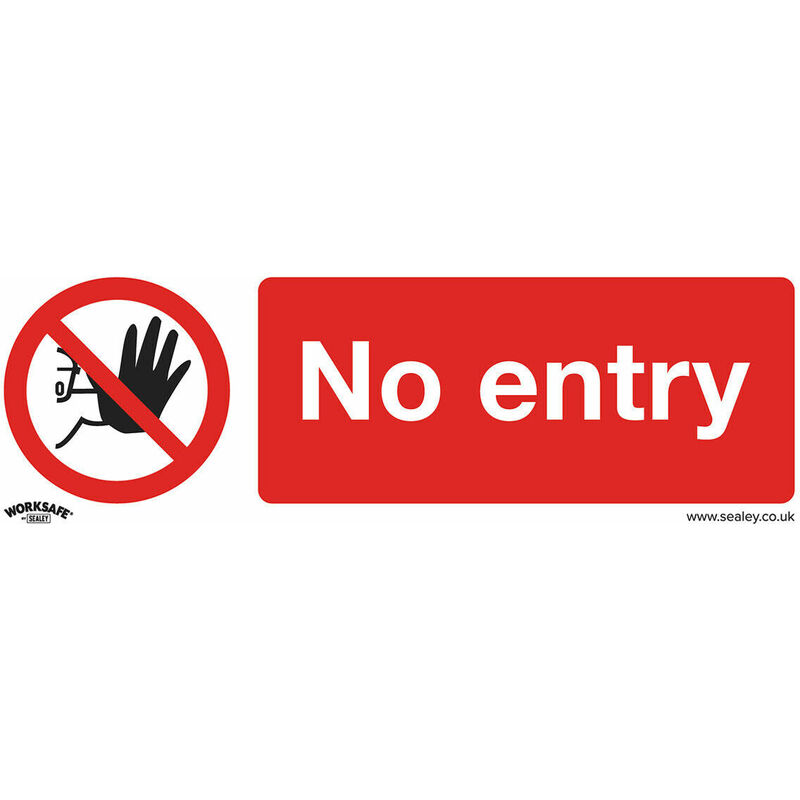 Loops - 1x no entry Health & Safety Sign - Self Adhesive 300 x 100mm Warning Sticker