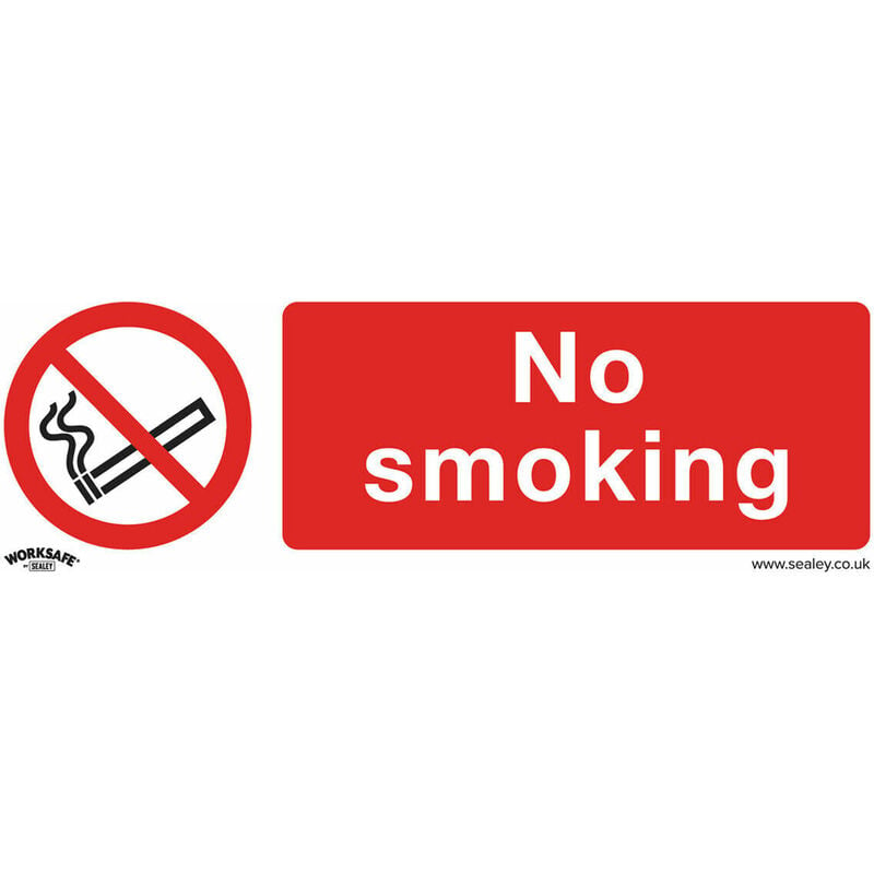 Loops - 1x no smoking Health & Safety Sign - Rigid Plastic 300 x 100mm Warning Plate
