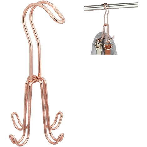 1x Porte-ceinture, support cravates pour l’armoire à vêtements, en métal, aussi pour serviettes, 4 crochets, cuivré