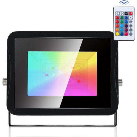 1x Projecteur LED RGB Avec Télécommande Intérieur/Extérieur noir-20W