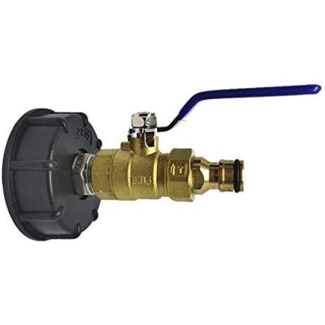 1x Raccord robinet en laiton, S60x6 adaptateur de cuve valve d'évacuation avec 25mm diamètre de sortie, sortie raccord rapide, pour cuve IBC