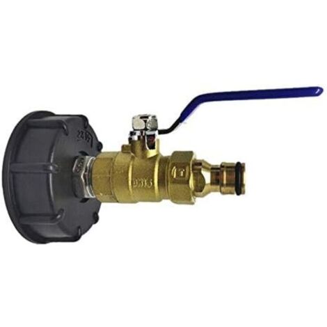 1x Raccord robinet en laiton, S60x6 adaptateur de cuve valve d'évacuation avec 25mm diamètre de sortie, sortie raccord rapide, pour cuve IBC