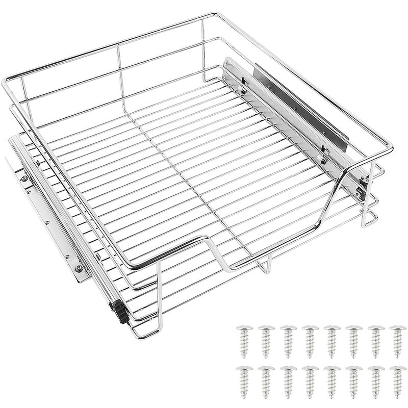 1x Tiroir de cuisine placard coulissant tiroir télescopique cuisine étagère panier coulissant argent pour placard 46 cm