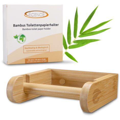 1x Toiletten-Klo-Papierhalter Bambus Wandmontage ohne Bohren Klorollenhalter WC