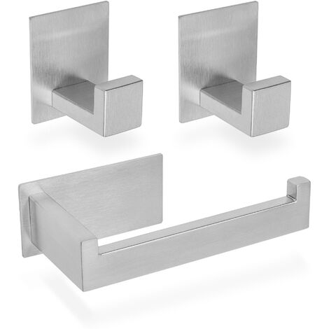 1x Toilettenpapierhalter + 2x Handtuchhaken Badezimmerset selbstklebend