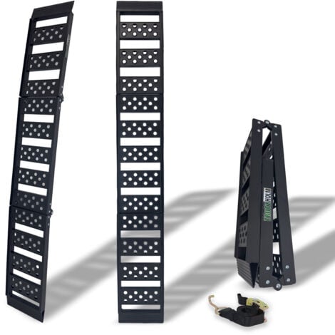 BAUMARKTPLUS 1x TRUTZHOLM Auffahrrampe dreifach klappbar 199cm Traglast 272kg Alu schwarz Rampe Verladerampe